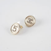 Chanel Earrings Round N5 Diamond Gold